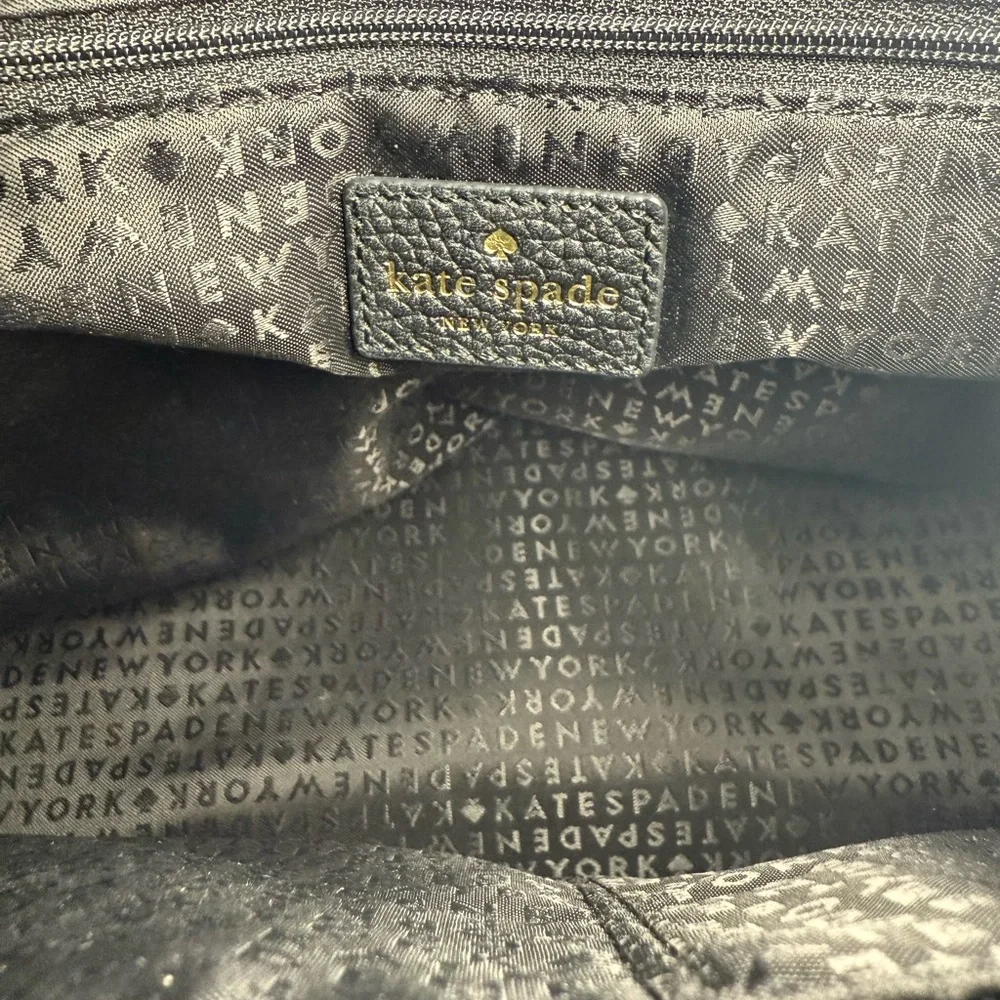 Kate Spade Black Pebbled Leather Satchel Tassel Top Handle Purse